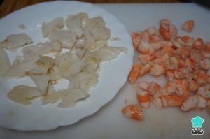 Pastel de merluza y gambas