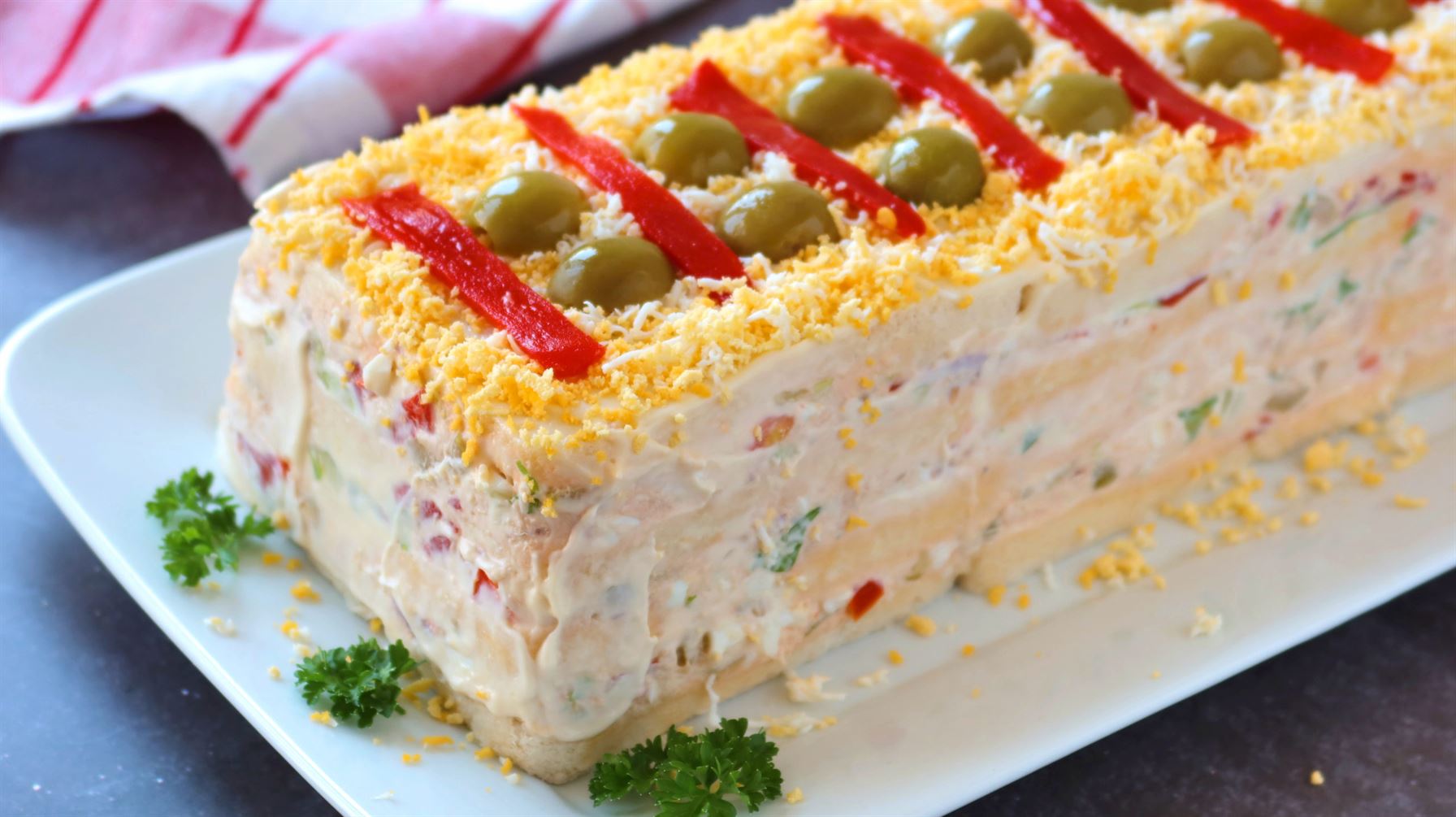 Pastel de marisco con pan de molde